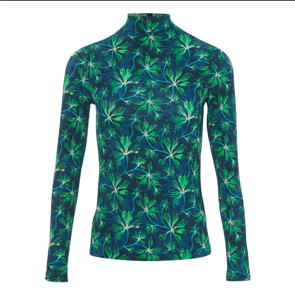 Ulla Johnson Aurelia Blue and Green Turtleneck